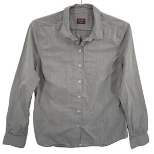 UNTUCKit Shirt Womens 6 Gray Diamond Jacquard Casual Long Sleeve Button Up Top